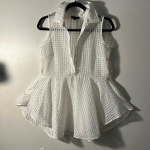 Cupid Sheer White Checkered Top